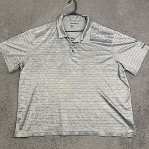 Reebok Polo Shirt Mens 3XL Gray Striped PlayDry Performance Golf Athletic Top